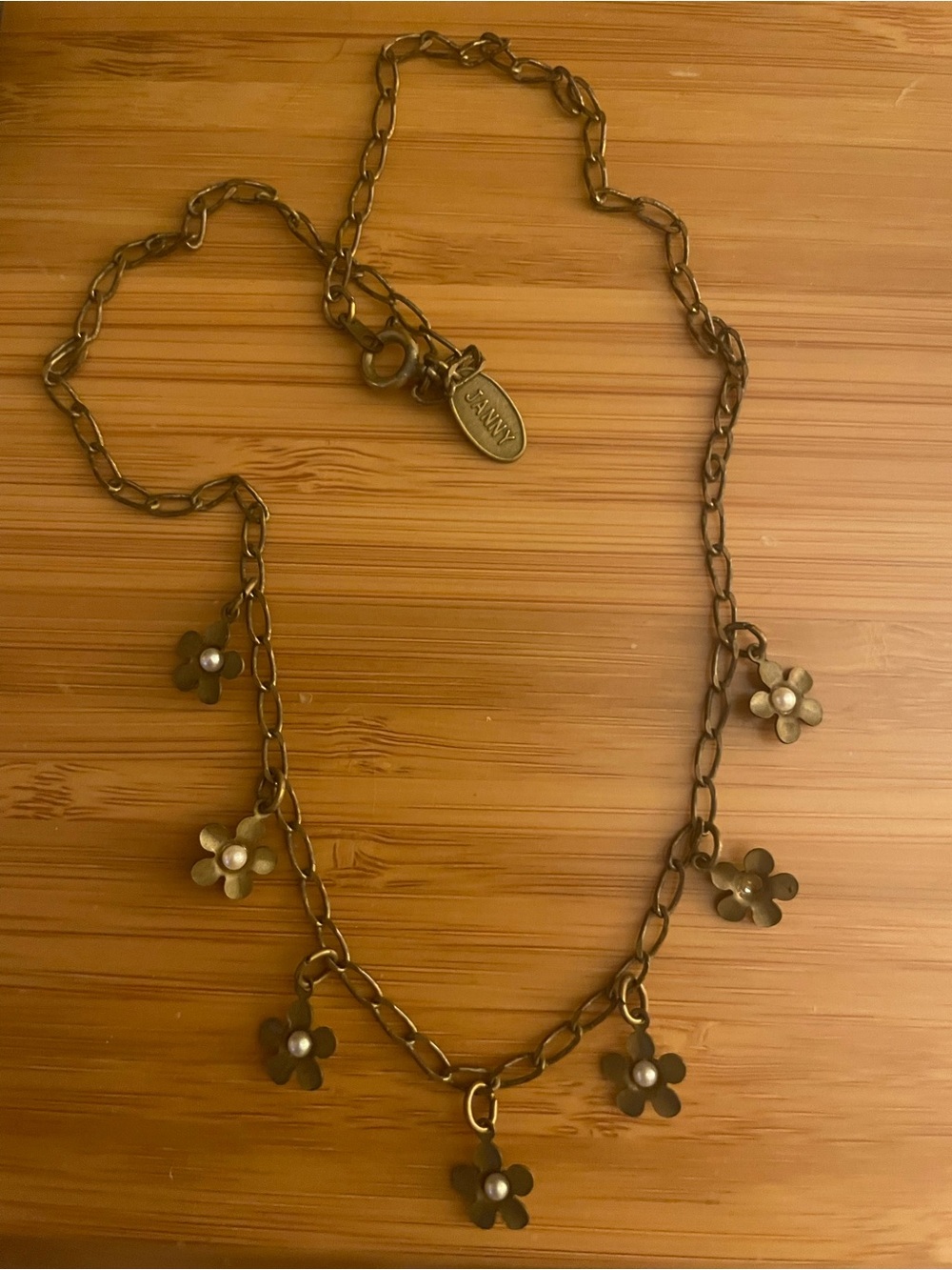Vintage 90s Gold Flower Hippie Boho Necklace by Janny